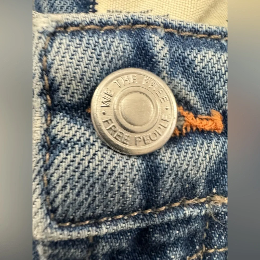 We The Free Patchwork Utility Jeans Size 31 | Grommet Waist | Drawstring Missing - Picture 5 of 8